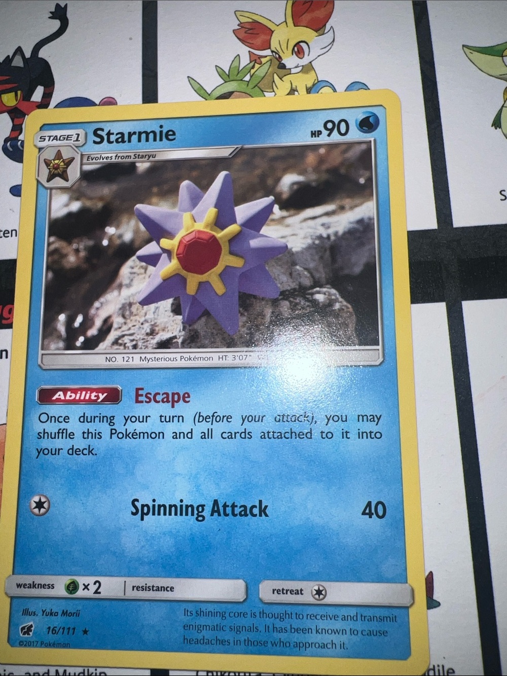Pokemon Starmie Card - Blue and Yellow
